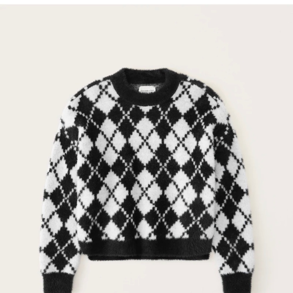 Argyle Eyelash Crew Sweater